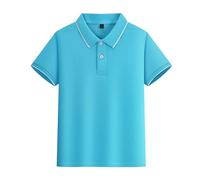 Maglione a maglia per ragazzi, a maniche corte, estivo, casual, per adolescenti, vacanze, maglietta intima per bambini, 128, Azzurro, 3-4 Anni