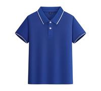Maglione a maglia per ragazzi, a maniche corte, estivo, casual, per adolescenti, vacanze, maglietta intima per bambini, 128, Blu, 5-6 Anni