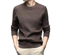 Maglione a Maglia Uomo Manica Lunga Girocollo Cappotto Confortevole Morbido Caldo Felpa Casual per La Stagione Invernale Singolo Colore, caffè, L