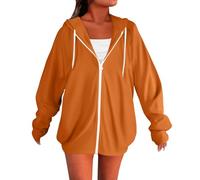 Maglione a maniche lunghe Cardigan Autunno Basic Felpa leggera Stampa Camicie a maniche lunghe con coulisse Full Zip Felpe con cappuccio Cardigan lungo per le donne sotto i 10 anni, Arancione, 5XL