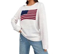 Maglione A Maniche Lunghe da Donna con Grafica Della Bandiera Americana e S4009
