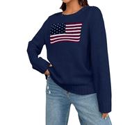 Maglione A Maniche Lunghe da Donna con Grafica Della Bandiera Americana e S8576
