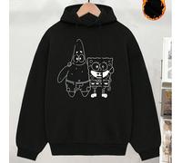 Maglione a maniche lunghe grigio con stampa animata, casual, da uomo, donna e bambino, stile letterario. Cappuccio con coulisse, polsini e orlo a costine per una vestibilità comoda e a strati. La fant