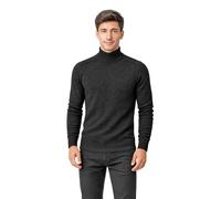 Maglione a Mezzo Collo in Calda e Morbida Lana - Lupetto da Uomo in Tinta Unita con Fantasia a Treccia sulla Spalla - Made in Italy (IT, Testo, L, Regular, Regular, Nero)