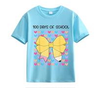 Maglione a rete 100th Day of School Celebration for Girls and Boys Kids T Shirts Fun Colorful Numbers T Shirts Teeneger Mädchen, Celeste., 10-11Years