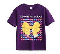 Maglione a rete 100th Day of School Celebration for Girls and Boys Kids T Shirts Fun Colorful Numbers T Shirts Teeneger Mädchen, Lilla, 10-11Years