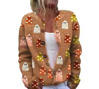 Maglione a righe da donna con stampa colorata cardigan a maniche lunghe casual sciolto aperto frontale con bottoni giù collo a V cappotto lavorato a maglia Outwear cardigan lungo maglione con cintura