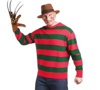 Maglione a righe rosse e verdi per adulti, cappello e guanto da uomo, da incubo su Elm Street, costume horror cosplay