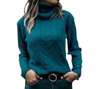 Maglione a trecce da Donna, Collo Alto, Maglia a trecce, Manica Lunga, vestibilità Attillata, Pullover Elasticizzato