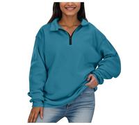 Maglione adolescente ragazza felpa con cappuccio mezza cerniera da donna, elegante e confortevole per tutto il maglione giustizia, Celeste., L