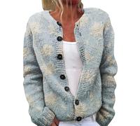 Maglione alla moda cardigan da donna con bottoni oversize a maniche lunghe floreali comodi maglioni taglie forti top abiti, 1c-Giallo, L