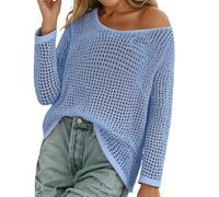 Maglione all'uncinetto da donna, costume da bagno sexy senza spalline, bikini copertura Up Crochet Top, camicia da spiaggia, girocollo, maglia all'uncinetto, maglia trasparente, maglione estivo, O