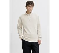 Maglione ampio collo alto mezza cerniera Beige M Tinta unita