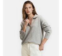 Maglione ampio con collo a polo Grigio L Tinta unita