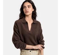 Maglione ampio con collo a polo Marrone XS Tinta unita