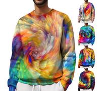 Maglione arcobaleno da uomo maglione colorato girocollo senza cappuccio pullover stampato 3D a maniche lunghe pullover fantasia stampato per il tempo libero pullover leggero felpa sportiva comoda