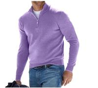 Maglione Basic da Uomo in Cashmere Con Cerniera, Girocollo Lavorato a Maglia, Maniche Lunghe Morbido al Tatto Con Zip a Quarto, Viola Chiaro, M