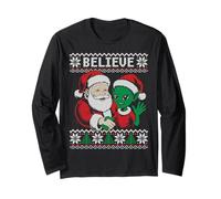 Maglione Believe Santa Alien Ugly Maglia a Manica
