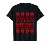 Maglione Brutto di Natale Feliz Navidad Pixel Pattern Spagnolo Maglietta