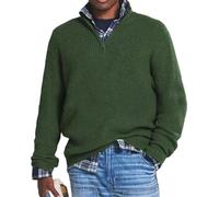 Maglione business casual con cerniera in cashmere da uomo, maglione da uomo con colletto rialzato con cerniera ampia, dolcevita da uomo lavorato a maglia con cerniera 1/4 (XXL,Armeegrün)