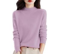 Maglione caldo da donna, abbigliamento caldo, maglione chic ed elegante, tinta unita, per primavera, inverno, tunica a maniche lunghe, scollo rotondo, top basic lavorato a maglia, taglia grande, Rosa