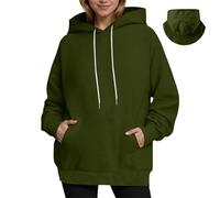 Maglione caldo da donna, felpa con cappuccio confortevole in pile, con design adorabile orecchio gatto, maniche lunghe, pullover casual morbido e caldo, felpa quotidiana in pile da donna, verde, L