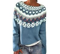 Maglione caldo da donna Primavera Block Colori Felpe Gilet Autunno Casual Tunica Casual Top Abbigliamento Leggero Girocollo Pullover Manica Lunga Vintage in Maglia Grande Taglia Felpe, blu, XXL