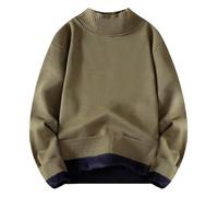 Maglione caldo da uomo di grandi dimensioni, maglione invernale casual tinta unita spessa termica felpa chic ed elegante taglio ampio esterno maglione multiuso a maniche lunghe a collo alto