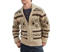 Maglione Cardigan Lavorato a Maglia da Uomo Colletto a Scialle da Uomo Capispalla con Zip Intera Maglioni Invernali con Motivo Jacquard