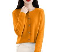 Maglione Cardigan per le Donne Manica Lunga Tinta Unita Maglioni per Le Donne Pulsante Aperto Frontale Cardigan Maglione Lavorato A Maglia Outwear Cappotto da Donna Leggero, Orange-Christmas Cardigan