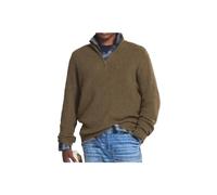 Maglione casual con cerniera in cashmere da uomo, pullover con zip a un quarto da uomo, maglioni con scollo a V da uomo slim fit manica lunga (5XL,Brown)