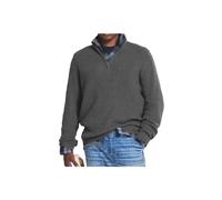 Maglione casual con cerniera in cashmere da uomo, pullover con zip a un quarto da uomo, maglioni con scollo a V da uomo slim fit manica lunga (4XL,Grey)