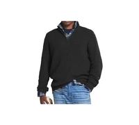 Maglione casual con cerniera in cashmere da uomo, pullover con zip a un quarto da uomo, maglioni con scollo a V da uomo slim fit manica lunga (2XL,Black)