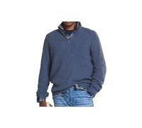 Maglione casual con cerniera in cashmere da uomo, pullover con zip a un quarto da uomo, maglioni con scollo a V da uomo slim fit manica lunga (3XL,Blue)