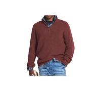 Maglione casual con cerniera in cashmere da uomo, pullover con zip a un quarto da uomo, maglioni con scollo a V da uomo slim fit manica lunga (4XL,Red)