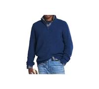 Maglione casual con cerniera in cashmere da uomo, pullover con zip a un quarto da uomo, maglioni con scollo a V da uomo slim fit manica lunga (5XL,Dark Blue)