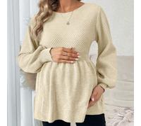 Maglione casual con scollo rotondo, maniche a lanterna e balze sul fondo, tinta unita, adatto per la gravidanza, autunno/inverno L,M,S,XLColore unicoTessuto