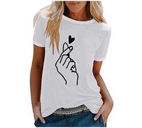Maglione casual da donna con stampa alla moda maniche corte scollo rotondo top t-shirt donna camicetta a pipipistrello, bianco, M