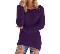 Maglione casual da donna - Maglione caldo da donna, scollo rotondo, top a maniche lunghe, colore puro, felpa primavera autunno inverno con due tasche pullover, malva, 5X-Large