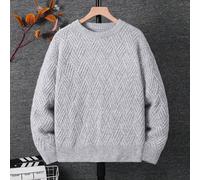 Maglione casual grigio comodo con texture a tinta unita e girocollo per ragazzi adolescenti, un capo versatile perfetto per la stagione autunno/inverno e il ritorno a scuola. 14Y,13Y,16Y,15YColore uni