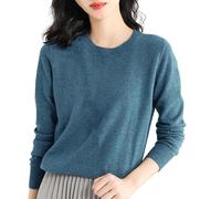 Maglione classico lavorato a maglia a girocollo, maglioni leggeri a maniche lunghe per le donne Camicetta lavorata a maglia leggera e morbida 2026, Blu, M