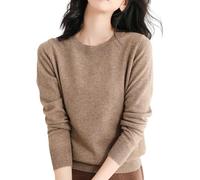 Maglione classico lavorato a maglia a girocollo, maglioni leggeri a maniche lunghe per le donne Camicetta lavorata a maglia leggera e morbida 2026, cachi, M