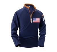 Maglione con bandiera americana da uomo felpa con zip 1/4 da uomo maglione da allenamento tattico maglione con colletto alla coreana felpe patriottiche a maniche lunghe felpe con stampa grafica in