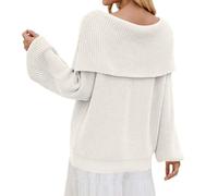 Maglione con Camicia sotto Donna Bianco Grigia Polo Scuro Carta Bottoni Cardigan Orecchie Tasche Larga Saw Chiuse Forward università Felponi Color Dentro Sfumato Solo