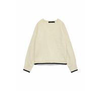 Maglione con scollo a V Beige M Tinta unita