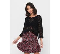 Maglione corto in crochet Nero L Tinta unita