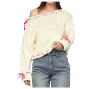 Maglione Cotone Donna Sweatshirt Alto Cut Lungo Zucchero Strass Extra Colletto Y2k Micropile Infinito Disegni Caldissime Bebè Economici Sottogiacca Scoperta Perle Trapezio Sottili