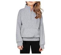 Maglione da bambina 86 ragazzi, tinta unita, mezza zip, in pile, a maniche lunghe, grigio., 9-10 Jahre