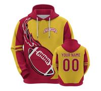 Maglione da calcio da rugby per uomini e donne, nome personalizzabile, colletto casual, coulisse, felpa con cappuccio a maniche lunghe, felpa classica per adolescenti, regalo per gli appassionati di