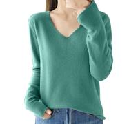 Maglione da donna a buon mercato invernale oversize top basic casual vintage felpa leggera con scollo a V maniche lunghe a buon mercato felpe di grandi dimensioni casual spessa tunica, verde, S